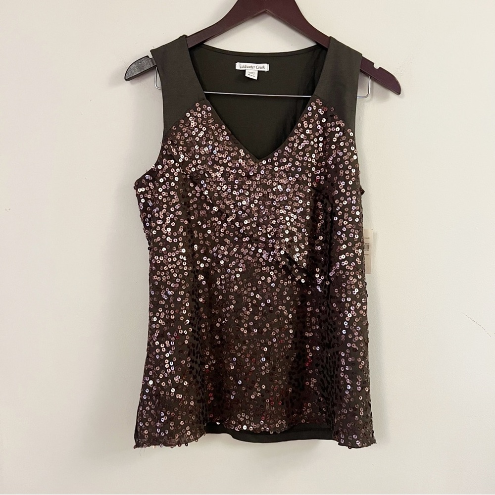 Coldwater Creek Burnished Bead Tank Top Size Medium NEW Sequins